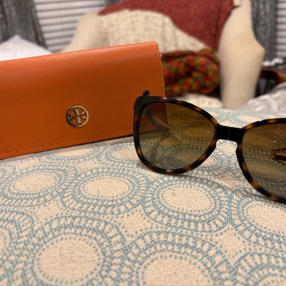 Tory Burch Tortoise Sunglasses with Orange Case